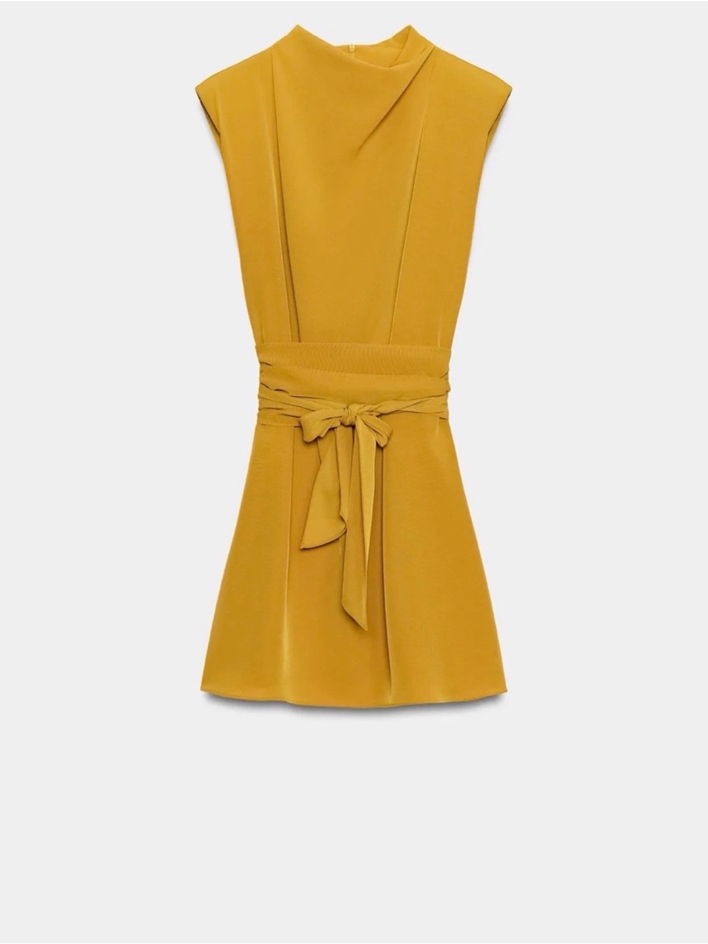 Zara Mustard Tie-Belt Mini Dress